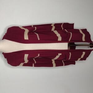 NWOT Lety & Me Women's Wine/Beige/Hooded Cardigan Sweater Size Medium